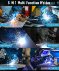 Six In One Dual Voltage MIG Welder 120V/240V Workhorse With Flux Core And Gas MIG Stick Lift TIG Spot Welding All In One Spool Gun Ready Portable Weld Machine With LED Display in action