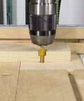 Zeroplay Two Step Plunge Router Bit With Half Inch Shank, Fourteen Inch Length for woodworking mounted on drill press.