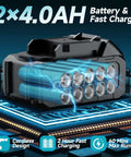 2x 4Ah batteries and fast charger for cordless sheet metal cutter