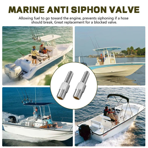 Marine Anti Siphon Valve Replacement Kit for Boat Fuel Tank Pickup Line Prevents Fuel Theft and Spillage, aluminum two pack