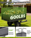 Heavy Duty 600Lb Dump Cart For Farm And Garden Tow Behind Utility Trailer With Dual Control Dumping illustrated carrying logs.