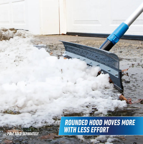 Lock-On 22 Inch Curved AquaDozer Floor Squeegee With Ez Extend Pro Telescopic Pole clearing slush from a driveway