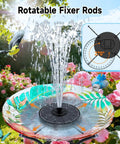 Sun Powered 3 Level Adjustable Water Height No Fuss Solar Fountain Pump Kit With Rotating Nozzles 7 Sprays in bird bath