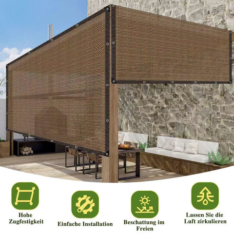 80 Percent Shade Cloth With Metal Grommets And Reinforced Edges For Outdoor Patios Carports And Greenhouses 10x12 ft installed view