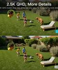 2.5K Outdoor Indoor Security Camera System With Color Night Vision capturing clear outdoor scene with kids, dog, and lawn chair