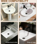 Bathroom Sink Stopper Pop Up Drain Plug With Detachable Hair Catcher Anti Clogging Design Fits 1.1 To 1.77 Inch Drains