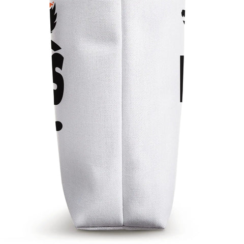 Side view of Dragon Boat Race Tote Bag For Paddlers And Crew Lightweight 16x16 Inch Carryall With Durable Black Strap Handles