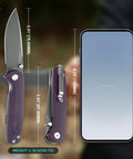 Trailpaw Folding Pocket Knife With 3.01 Inch D2 Blade And Purple G10 Handle One Hand Open EDC Built For Dog Walks And Light Outdoor Tasks Compact Everyday Carry Knife For Daily Adventures, side view