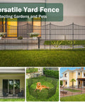 15 Panels No Dig Garden Fence With Gate Made Of Rustproof Metal Edging for Yard and Outdoor Animal Barrier, Easy Install