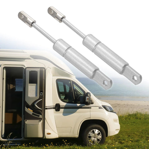 Heavy Duty Pair Of Four Inch Five Pound Gas Spring Lift Supports With Solid Carbon Steel Build Universal For Rv Car Truck Boat Hoods And Tailgates on RV.