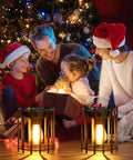 Family enjoying Christmas with Bright Solar Lanterns Outdoor Waterproof Hangable Lights With Auto On Off Upgraded Lit Warm LED