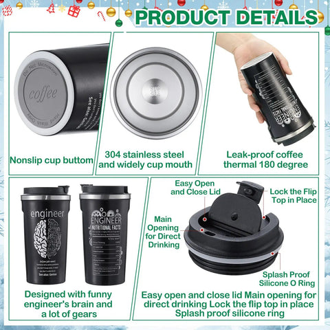 All In One Engineer Gift Set For Men With 17 Oz Stainless Steel Tumbler featuring nonslip cup bottom and leak-proof lid