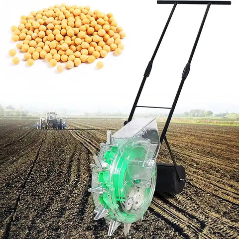 Hand Push Roller Seeder Spreader Manual Seed Planter And Fertilizer Applicator with 12 Beak Precision Iron Beak in field