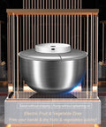 Kickass Electric Salad Spinner With Slick Usb Rechargeable Motor Stainless Steel Bowl For Crispy Greens And Fresh Fruit Hassle Free Cordless Kitchen Game Changer You Will Love placed on a display with a sleek design.
