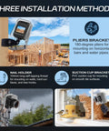 Outdoor Time Lapse Camera With WiFi 4K Timelapse Video Capture For Construction Plant Growth City Traffic Nature And Weather Records 110 Degree Viewing Angle Six Month Battery Life Includes TF Card, installation methods photo showing pliers bracket, nail holder, and suction cup mount options for camera.