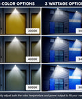 Top Shelf Outdoor LED Flood Lights 200W To 300W Adjustable Wattage color options showcasing 3000K, 4000K, and 5000K temperatures.