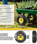 10 Inch Solid Rubber Dolly Wheel Set With Flat Free 4.10 To 3.50-4 Tires, 5/8 Inch Bearings on green garden cart