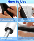 Step-by-step guide applying Eight Pack Foam Pipe Insulation With Aluminum Foil For Outdoor Spigots And Water Lines Self Adhesive Neoprene Tube Wrap Pre Slit Three Quarters Inch Inner Diameter Winter Freeze Protection