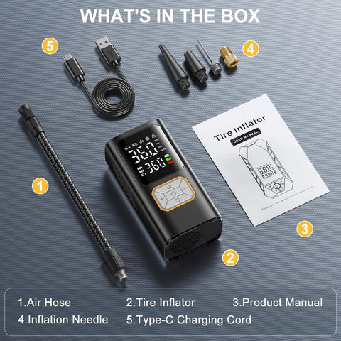 Portable Tire Inflator Air Compressor With 150 PSI Cordless Car Tire Pump Digital Pressure Gauge Auto Shut Off No Fuss