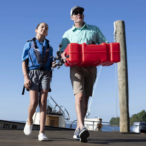 12 Gallon Low Profile Marine Fuel Tank For Outboard Boats Rectangular Red Compact And Easy To Haul With Space Saving Design Includes 2-Way Vent Cap For Quick Gas Access