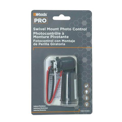 Outdoor Conduit Lighting Control With Photocell Sensor package showing black weatherproof light controller