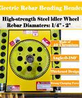 Go Hard Heavy Duty Electric Rebar Bender 4000W Motor Automatic Steel Bar Hoop Bender with idler wheel for 1/4" to 2" rebar diameter.