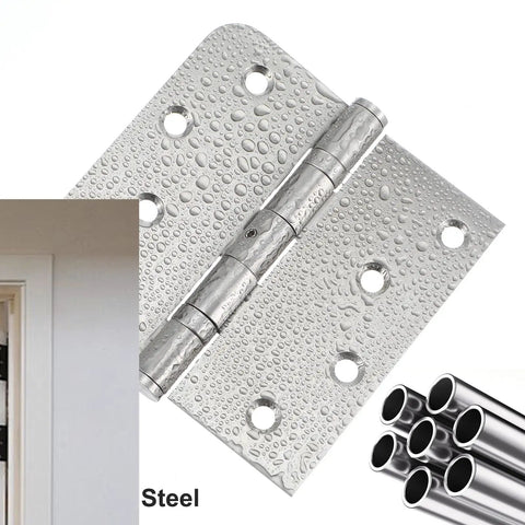 Top Shelf Heavy Duty 304 Stainless Steel Door Hinges 3 Pack 4x4 Inch showing water droplets for rust proof durability.