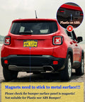 Rear view of car with Magnetic License Plate Mount Four Pack With Strong Neodymium Magnets on metal bumper.