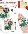 Two Piece Diy Audio Recorder And Player Kit Providing Usb Type C Connectivity For Effortless Music Upgrades No Sweat Setup With Built Speaker Battery And Control Buttons Ideal For Creating Custom Voice Tracks And Personalized Greeting Cards That Totally shown in a hand with measurements.