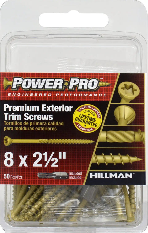 Product packaging of Trim Screws For Composite And Wood Decking Exterior Trim 50 Pack 8 X Two Point Five Bronze Ceramic Coated