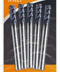 I4KES 3 16th Inch Carbide Square End Mill With 4 Flutes For Steel Copper Alloys And Hardened Metals Built Tough AlTiN Coated CNC Router Bit 45 Degree Helix Set Of 5