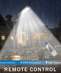 Next Gen Solar Street Light Outdoor 3000W Flood Light 300000LM 384 LEDs IP65 Waterproof Dusk Till Dawn With Motion Sensor illuminating yard