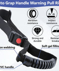 Rock Solid Adjustable Car Grab Handle Strap For Dead Easy Vehicle Entry And Exit showing nylon webbing, PVC handle, and gel filling.