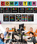 19 Poster Pack for Computer Lab and Computer Science Classrooms, Keyboard Shortcuts, and Classroom Rules on wall above students