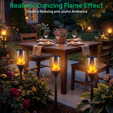 Outdoor Solar Torch Lights Flickering Flame Waterproof Pathway Lighting Six Pack For Garden Patio Yard Landscape