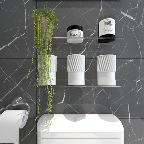 Clear Acrylic Floating Shelves No Drill No Damage Wall Mounted No Mess 4 Pack Renter Friendly for bathroom decor display