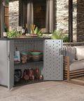 130 Gallon Outdoor Storage Cabinet With Lockable Door Backyard Oasis Basic Unit Peppercorn Finish Weatherproof Outdoor Storage