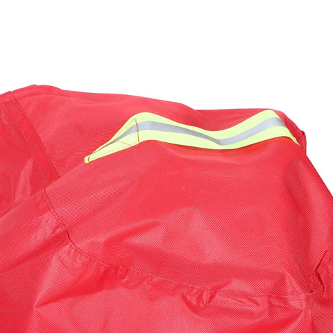 Tough as Nails Heavy Duty Fire Extinguisher Cover Waterproof Hydrant Sleeve showing red fabric with reflective stripes.