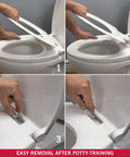 Elongated Nightlight Toilet Seat With Soft Close And Quick Release demonstrated in easy removal steps, white color