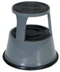 Gray Rolling Step Stool 17 Inch Top, 500 Lb Capacity, Steel Construction, Rubber Treads, Anti Slip Base, Spring Loaded Casters