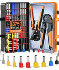 All-In-One Ferrule Crimping Tool Kit With Automatic Wire Stripper For AWG 28-5 Hexagonal Ferrule Crimper Includes 1110 Connectors