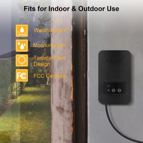 Smart 120 Watt Low Voltage Landscape Transformer with Two Independent Zones mounted on outdoor wall, features displayed