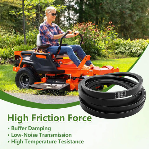 Heavy Duty Mower Deck Drive Belt 07200816 for Ariens Gravely 52 Inch Mowers, shown with woman on lawn mower