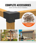 Heavy Duty Pergola Bracket Kit 6x6 Four Corner Brackets And 3 Way Post Base for gazebos and patios with screws included.