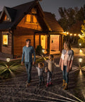 Family walking on path illuminated by Six Pack Solar Pathway Lights Outdoor Dimmable 10 to 40 Lumens Waterproof IP65 Garden Lighting