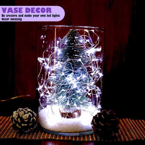 Battery Operated Fairy Lights Six Pack No Remote Waterproof Firefly String Lights on tree with vase decor