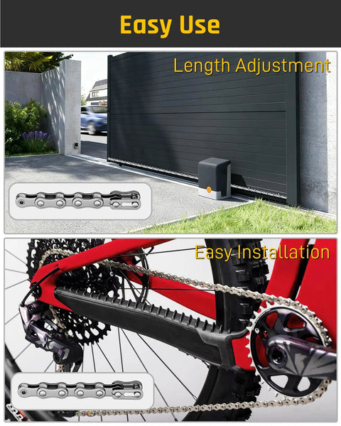 40 Roller Chain 10 Ft With Two Free Connecting Links And Two Tie Rod Chain Hardware for sliding gate and bike installation