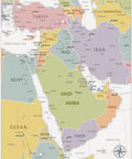 36x60 Middle East Map Poster For Classrooms And Home Walls Laminated Glossy Heavy Paper With Dope Colors And Clear Geography Details
