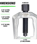 1 1/16 Inch Tie Rod End And Pitman Arm Puller Built Tough Drop Forged Removal Tool For Cars And Light Trucks, Heavy Duty 2-1/16 Inch Yoke, Fast, Effort Saving Pro Grade Performance. 19 mm hex