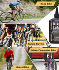 Collage of cycling activities with No Nonsense Dry Bike Chain Lube For MTB With Ceramic Coating And PTFE Keeps Your Chain Slick In Dry Dusty Weather